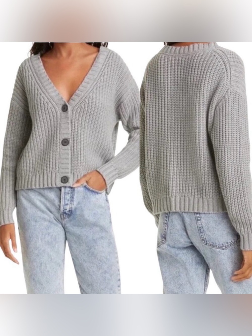 ATM Anthony Thomas Melillo cropped cotton cashmere cardigan grey sz S AW8483-YY